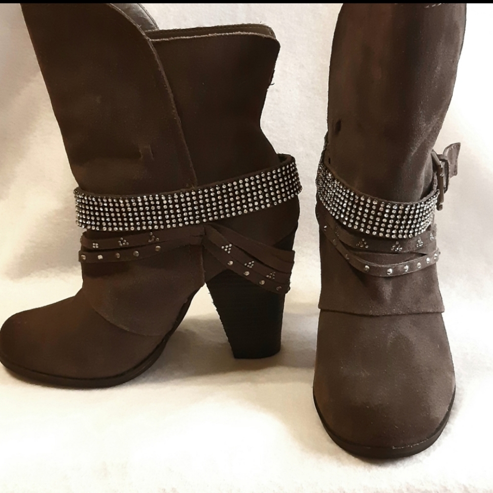 Naughty Monkey Grey Rhinestone Booties